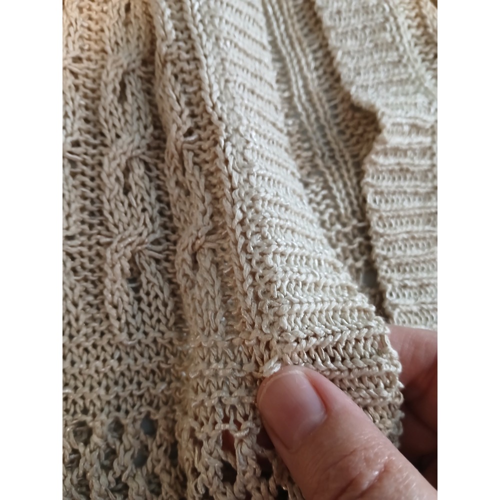 Westport 2x Tan Beige Pointelle Cable Knit Open Front Cardigan Layering - Picture 8 of 12
